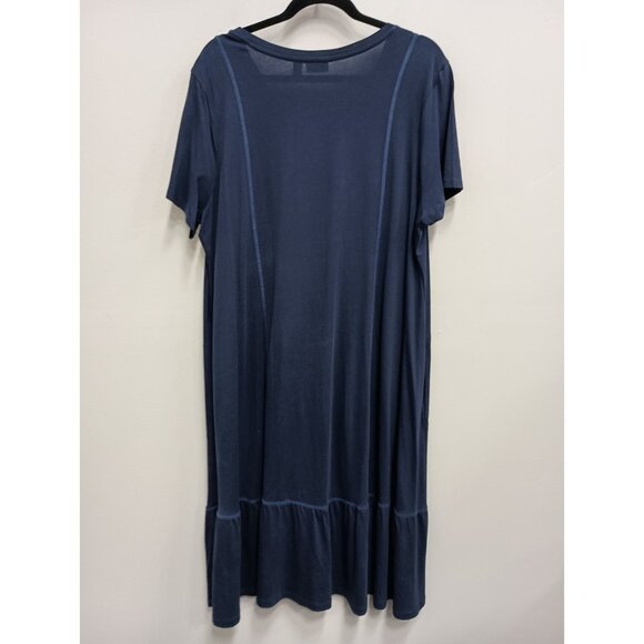 LOGO By Lori Goldstein Womens Midi Dress Sz 1X Navy Minimalist Lagenlook Modest - Picture 9 of 10